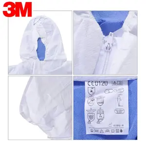 3M 4535白色带帽连体防护服(蓝色背部透气设计)