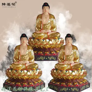 三世佛佛像 三宝佛 五方佛大型玻璃钢像、豫莲花佛像厂家直销