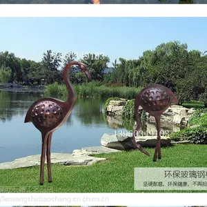 现货仿真仙鹤雕塑玻璃钢仙鹤抽象鹤火烈鸟鸵鸟公园小区定做