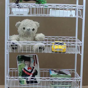 百谛简易多功能三层置物架蔬菜架玩具架书架小推车