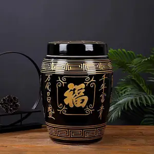 高温陶瓷超大号骨灰坛 高40CM50CM迁坟捡骨瓷器罐子 厂家出售盒子