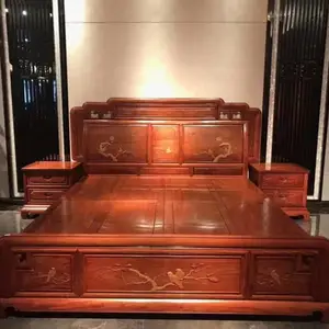 大众青睐红木缅甸花梨便宜1.8米大床 紫光檀罗汉床定制品牌