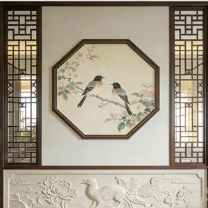 欧 典 龙 - 定制新中式花鸟铝格栅屏风 入户玄关隔断