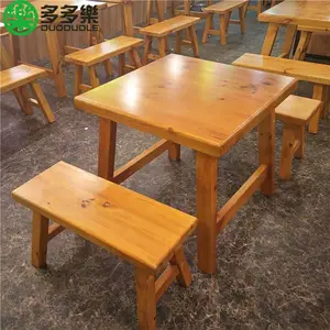 深圳龙华定制木屋烧烤款式桌椅 中式烤串串烧烤店大气实木大板桌可印logo