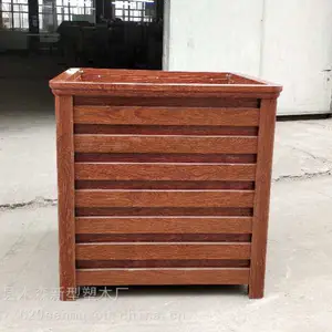 渭南老树***防水仿木塑木pvc花箱花盆厂家垃圾桶