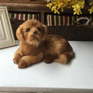 批发团购仿真动物狗狗模型摆件***毛金毛犬模型家居工艺装饰品