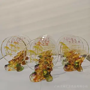 税务局退休职工纪念品定做,单位退休纪念品礼品定制,水晶琉璃十二生肖奖牌摆件光荣退休纪念牌