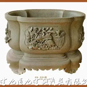 石雕花钵仿古现代花岗岩石材手工雕刻工艺品居家庭院公园广场的摆件