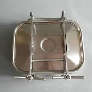 华强不锈钢卫生级530*430*80方形外开人孔盖