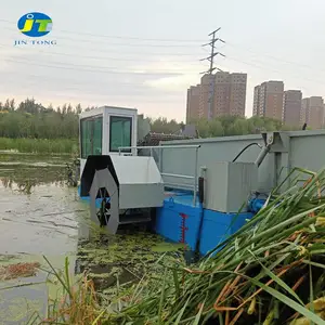 湖北水库杂草清理船 水葫芦收割打捞船 河面水生植物收割船
