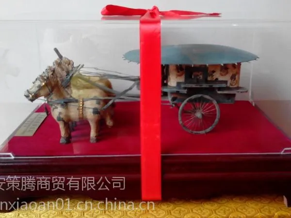 西安纯铜铜车马工艺品 出口礼品 西安青铜战马车 青铜之冠
