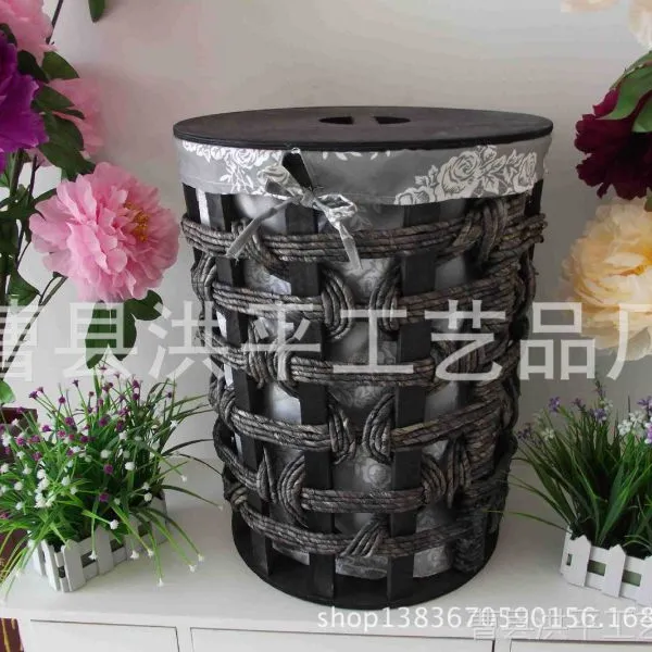 供应畅销品 草编洗衣篓 草编工艺品 植物编织工艺品 脏衣桶 山东草编