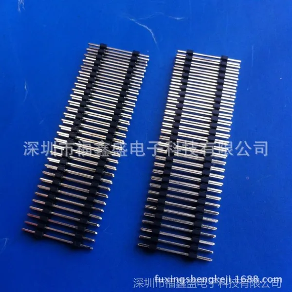 福鑫盛供应1.27/2.0/2.54排针双塑胶加高2X40P镀金/镀锡连接器