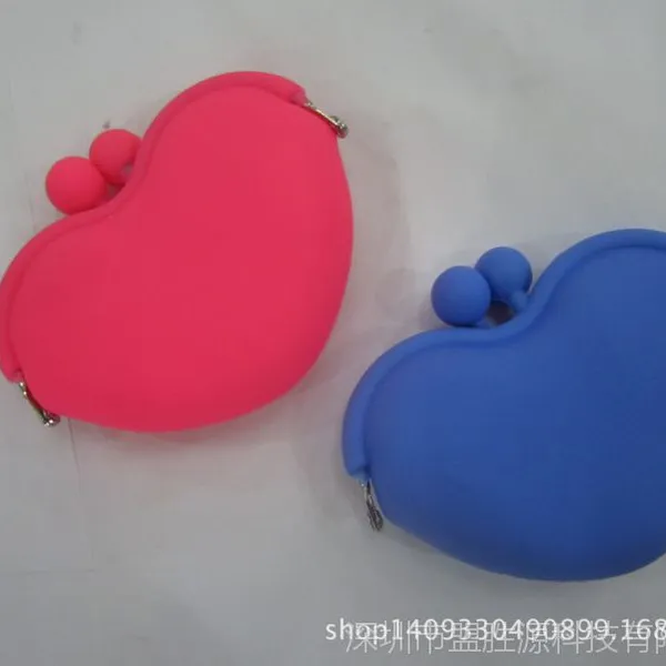 供应心形硅胶零钱包可丝印各种颜色硅胶钱包厂家低价批发硅胶钱包