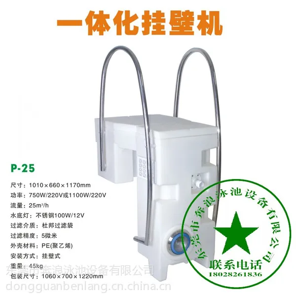 供应一体化挂壁机 游泳池水处理设备/照明过滤器intpool 英特普壁挂式