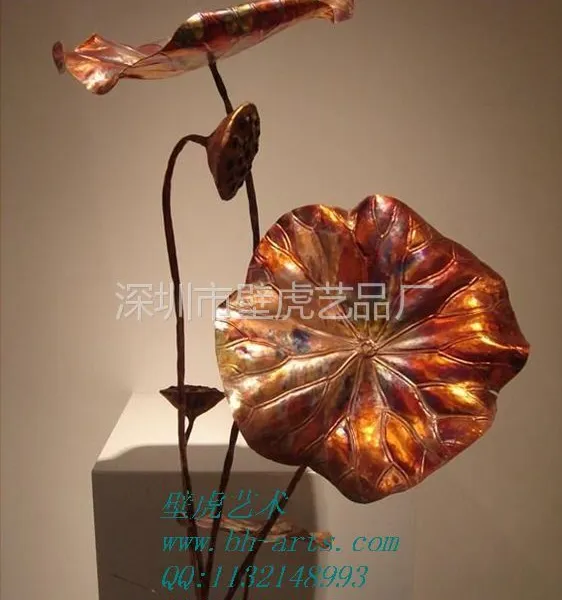 供应供应荷之韵紫铜雕塑 水景荷叶雕塑 不锈钢荷叶 金属雕塑