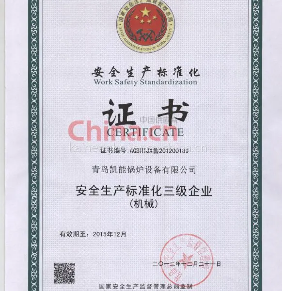 安全生产标准化证书