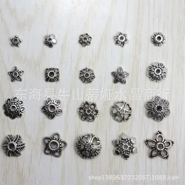 供应DIY藏银饰品配件 复古花托花帽古银色手链隔片珠托批发