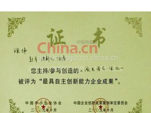 最具自主创新能力企业成果
