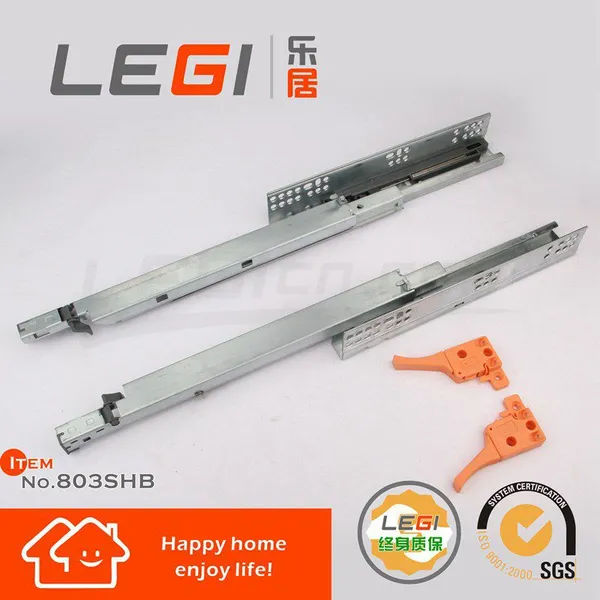 家具抽屉托底路轨 带阻尼的隐藏式自滑滑轨300mm缓冲慢自关暗藏道轨