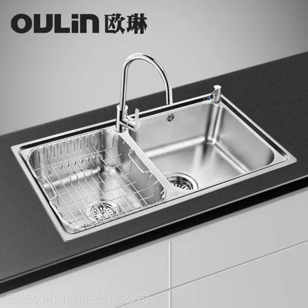 供应欧琳水槽 304不锈钢水槽加厚双槽套餐G83460 厂家热卖洗菜盆包邮