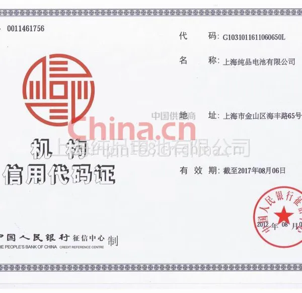 银行信用代码证