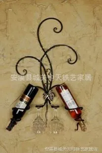 欧式风格铁艺葡萄酒架 壁式倒挂双瓶创意酒杯架 ***