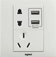 国际品牌罗格朗美淳系列二三插带USB充电插座