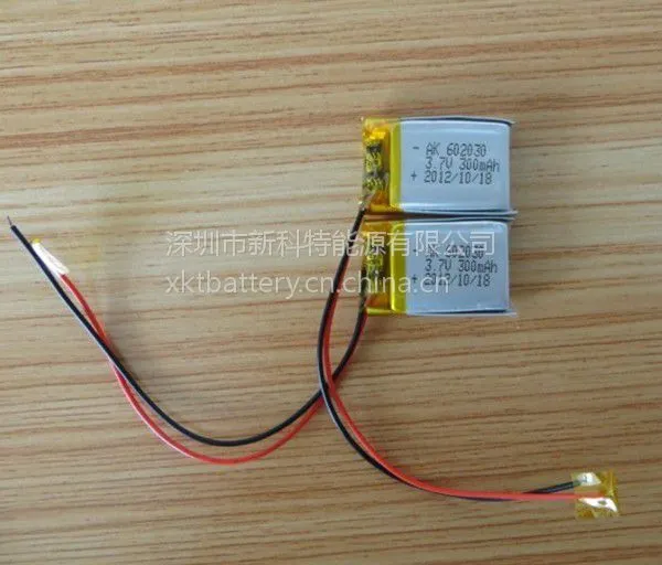 供应3.7v 300MAH 602030聚合物锂电池 移动小音箱共振音响mp3蓝牙电池
