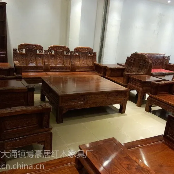 供应广东中山市大涌镇博豪居红木家具厂客厅家具刺猬紫檀象头大如意沙发