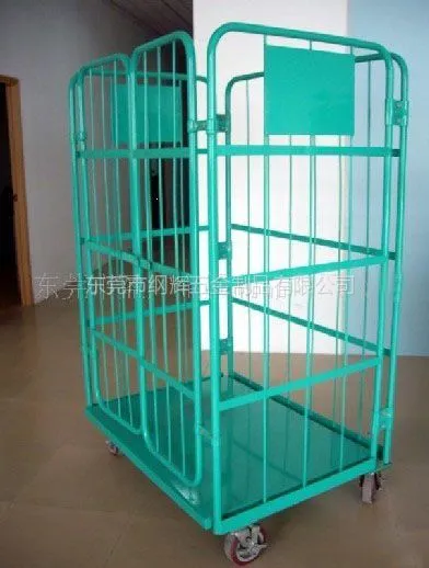 供应可折叠式L型带门多层式不锈钢烤漆镀锌物流台车