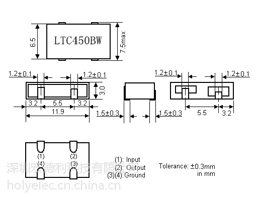 宏德利贴片陶瓷滤波器LTC450BW