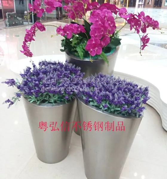 供应酒店大堂门口不锈钢落地装饰花盆 拉丝不锈钢花盆 商场绿化工程不锈钢装饰花盆制品
