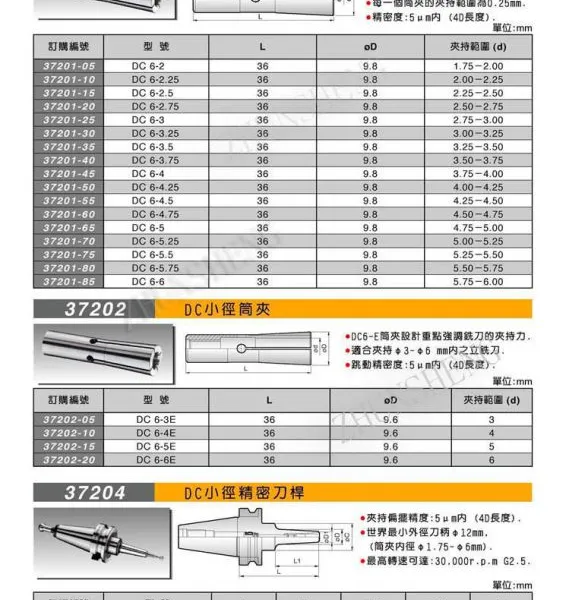 代理台湾米其林刀柄 数控刀柄 BT刀柄 DC小径筒夹 DC小径延长杆