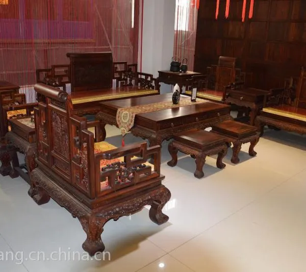 东阳红木家具批发 钰品红木家具 卷书沙发十二件套 阔叶黄檀