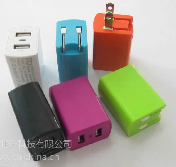 亚天ASIA909C热销新款2.1A双usb充电器批发 苹果三星手机充电器 热卖新款双usb旅充