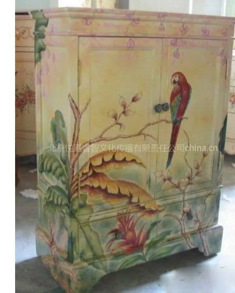 供应定制手绘中式花鸟家具
