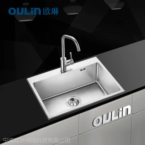 供应【品牌团】欧琳水槽304不锈钢手工槽 单槽套餐OLWGZ6100A加厚包邮