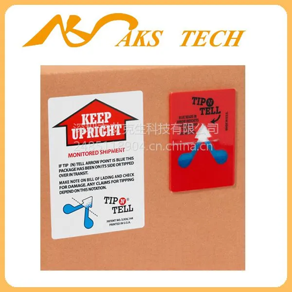 供应红色防倾斜标签Tip N Tell