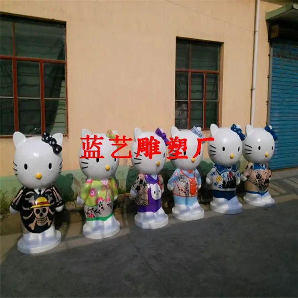 供应现货节日卡通雕塑/hello kitty卡通雕塑/玻璃钢hello kitty公仔报价