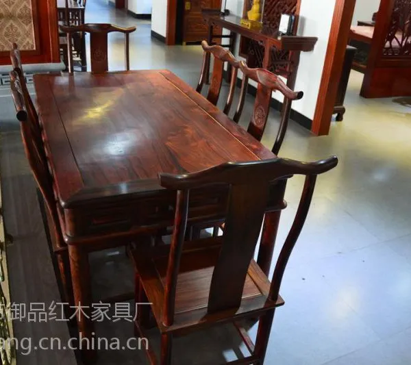 明清家具厂家直销批发 仙游红木家具市场 印度尼西亚黑酸枝 明式餐桌七件套