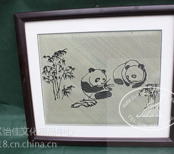 竹丝工艺画 竹编工艺品 竹编熊猫镜框 四川特色礼品定制 工艺礼品批发