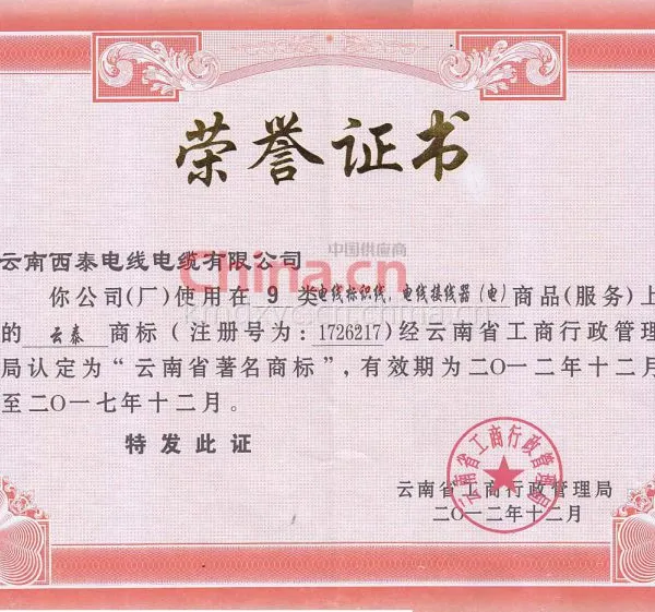 云南省著名商标