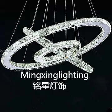 供应铭星灯饰创意圆圈环形LED水晶灯餐厅客厅灯具楼梯吊灯厂家批发