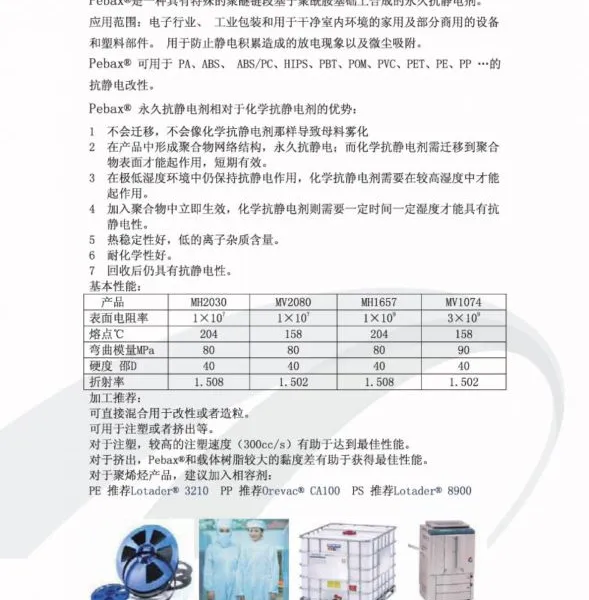 Pebax MV2080/阿科玛PEBAX PA12弹性体永久抗静电剂MV2080