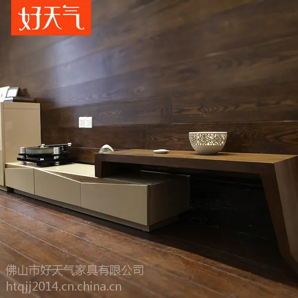 供应好天气家具 电视柜现代简约伸缩电视柜烤漆地柜组合三包到家