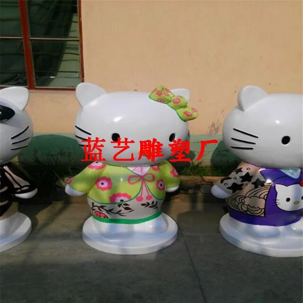 供应那里有现货的玻璃钢Hello Kitty卡通雕塑/仿真Hello Kitty公仔雕塑