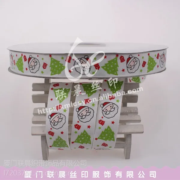 现供应2.2CM/22MM螺纹带圣诞元素洒粉发饰DIY配件