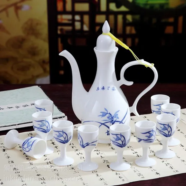 供应凤卜 荷韵 白酒杯陶瓷酒具套装