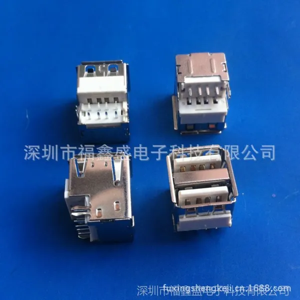 福鑫盛供应USB连接器双层沉板90度A母 双层usb母座连接器